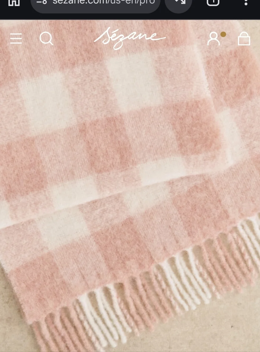 Sezane Louise Alpaca Scarf Ecru Rose Check NWOT